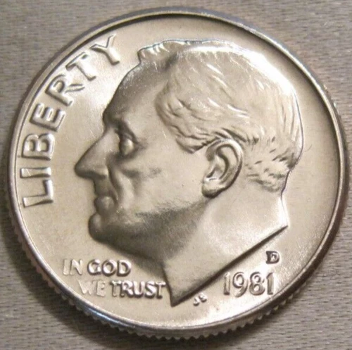SELLING AS SHOWN - 1981 D UNCIRCULATED ROOSEVELT DIME ~ NICKEL CLAD COPPER ~ 499