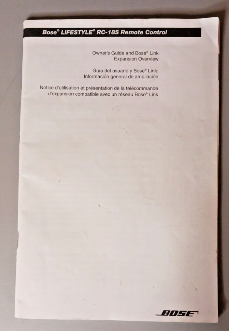 .Original Bose  Lifestyle RC-18S Remote Control  Owner / User Manual Guide