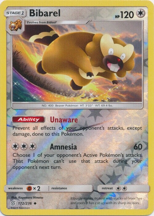 Pokémon - Bibarel - 172/236 - Reverse Holo - Unified Minds - NM/M