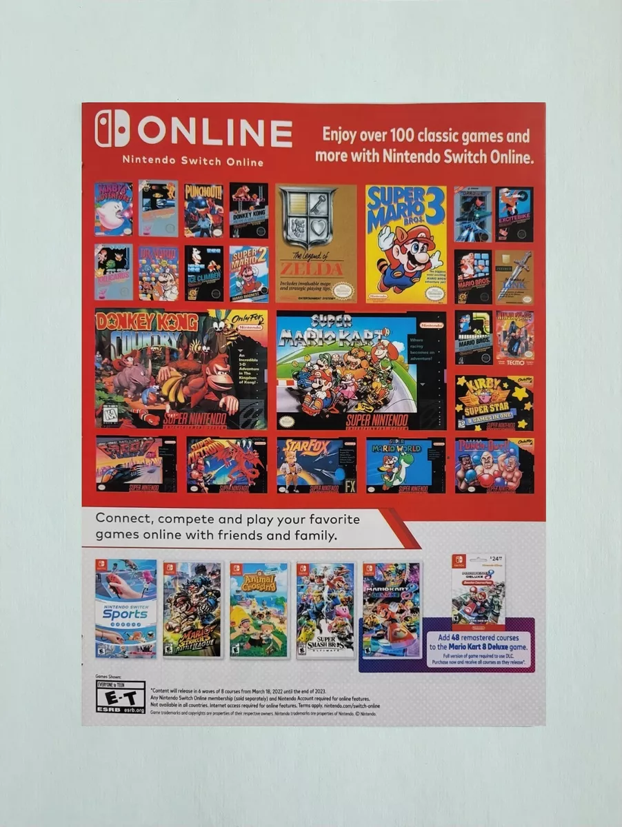 Nintendo Switch Online Classic Retro Games Print Ad Artwork