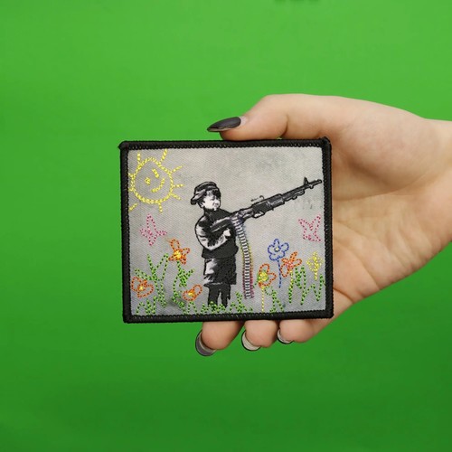 Banksy Crayon Shooter Embroidered Iron On PhotoPatch - Picture 2 of 2