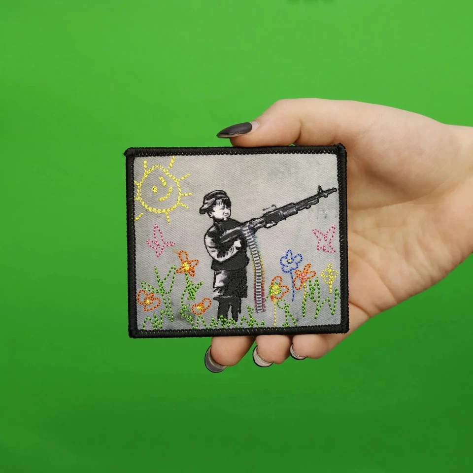 Banksy Crayon Shooter Embroidered Iron On PhotoPatch - Image 2 of 2