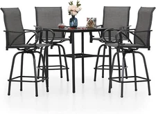 5 Piece Bar Height Patio Dining Set Outdoor Table Chair For Garden Heavy Duty