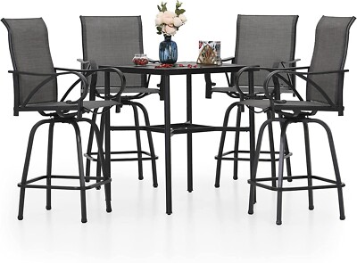 5 Piece Bar Height Patio Dining Set Outdoor Table Chair For Garden Heavy Duty