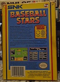 Baseball Stars NES Game Cartridge - SNK - Manual & Box - Very Good - See Pics