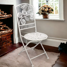 Gartenstuhl Metall Stuhl Shabby Chic Klappstuhl Balkonstuhl Terrassenstuhl weiß