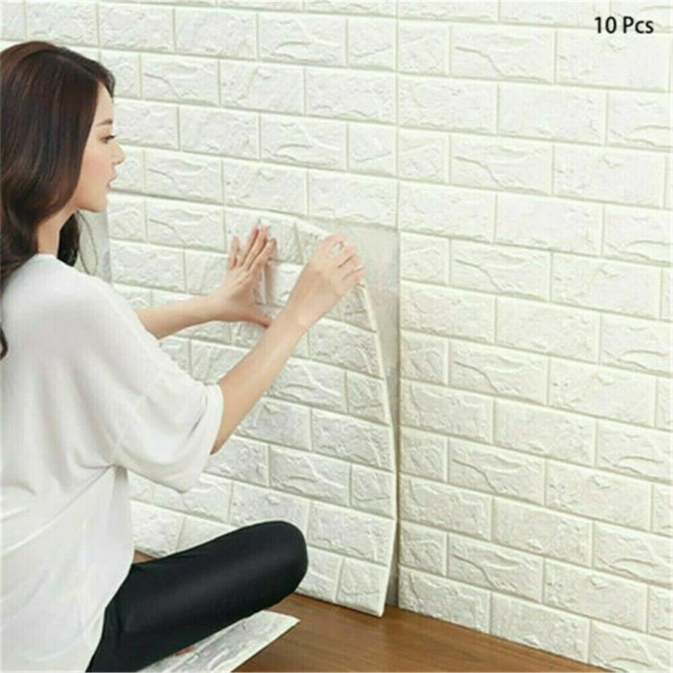 40Pcs Self Adhesive 3D Tile Foam Stick Wall Paper Brick Wall Sticky Wallpaper-- - Image 3 of 4