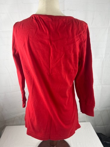 Women’s Tommy Hilfiger Embellished Rhinestone Long Sleeve T-Shirt Size Large Red - Picture 2 of 2
