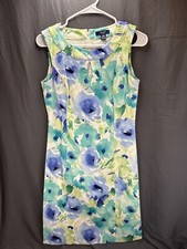 chaps green blue floral tank dress zipper business sale gift discount -a215k
