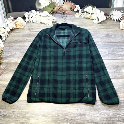 Empyre Jacket Womens Size Large Green Plaid Pullover Fleece Jacket  Sweatshirt