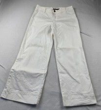 Theory White Wide Leg Cropped Pants Size 8 Cotton