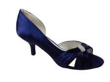 Womens Ladies Low Mid Kitten Heel Peeptoe Satin Bridal Wedding Party Sandal Shoe