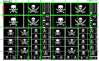 NH192 DAVE'S DECALS ASSORTED SIZE PIRATE FLAGS 2 STYLES 3/4'' AND DOWN 