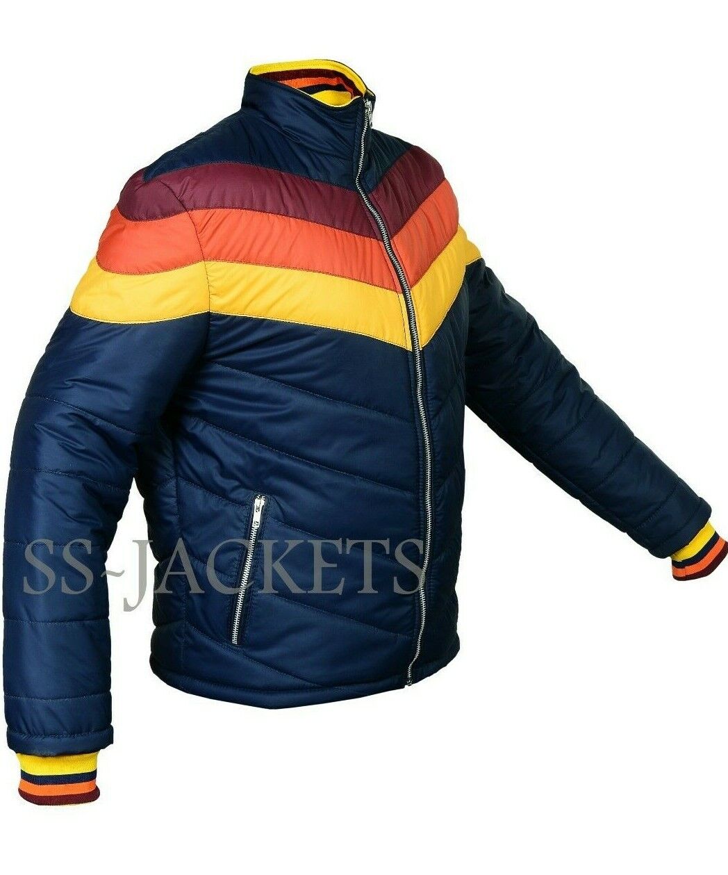 Bomber Jacket Rainbow Navy jacket Women's rainbow jacket ski vintage 70s
