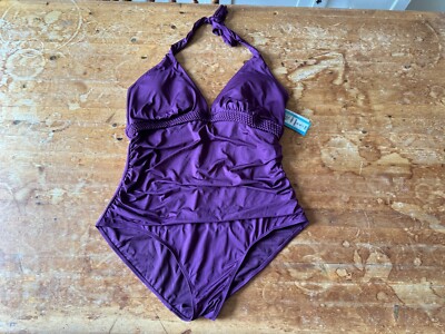 BRAND NEW ACCESSORIZE BLUE NAVY SWIMSUIT ONE PIECE UK 20 SWIMMING PLUNGE XXL
