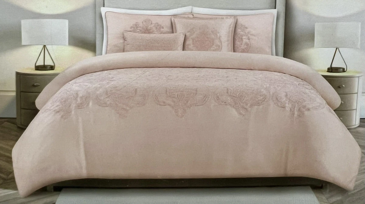 Housse De Couette Nicole Miller 3 Pièces Prune Vin, Motif Oiseaux Fleuris, Coton 100% NEUF