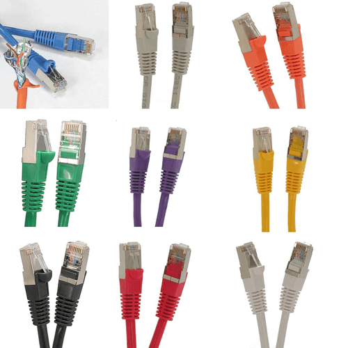 lotto 10 x 3'FT cat5'e Rete Giga Lan Patch Ethernet Cavo Schermato 350Mhz Stampo - Foto 1 di 10