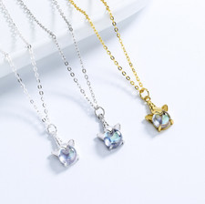 925 Sterling Silver Kids Girls Unicorn Opal Pendant Necklace 18" Chain Gift K100