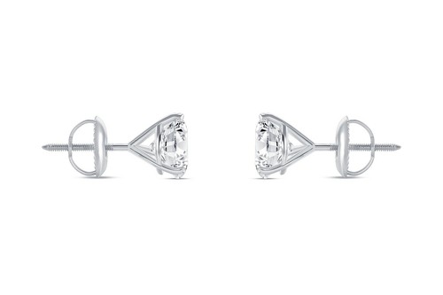 Pendientes de corte redondo de 5,50 quilates con pernos liso real oro blanco 14 K tornillo posterior Martini - Imagen 3 de 3