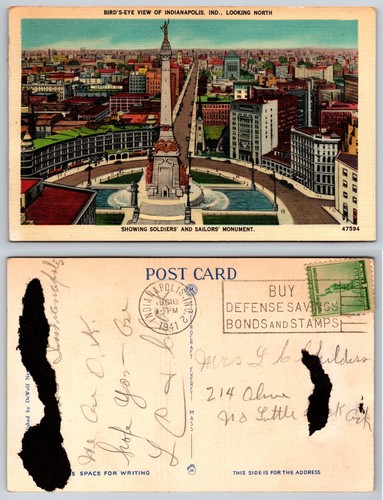 postcard - BIRDS-EYE VIEW NORTH, INDIANAPOLIS - SOLDIERS AND SAILORS MONUMENT - 第 1/1 張圖片