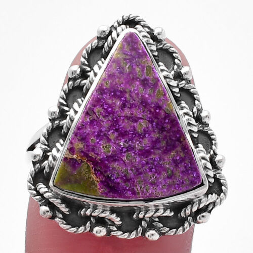 Natural Purpurite - South Africa 925 Sterling Silver Ring s.9 Jewelry R-1266 - Picture 1 of 5