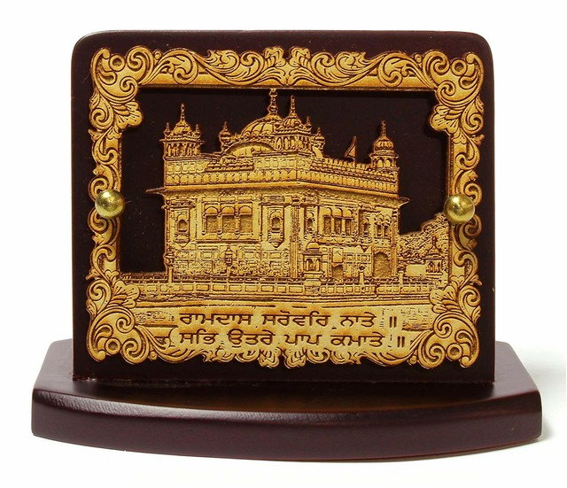 Car Dashboard Idol Golden Temple Wooden Hindu God Sculpture Brown