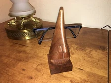 Hand Carved Wood Eyeglass Holder Nose Mid Century Modern Home Decor Gift