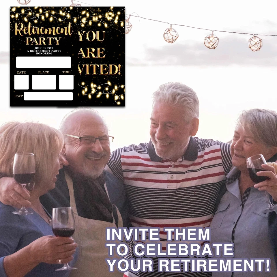 Retirement Party Invitations Black & Gold Retirement Invitation Cards For Men... - Image 4 of 4
