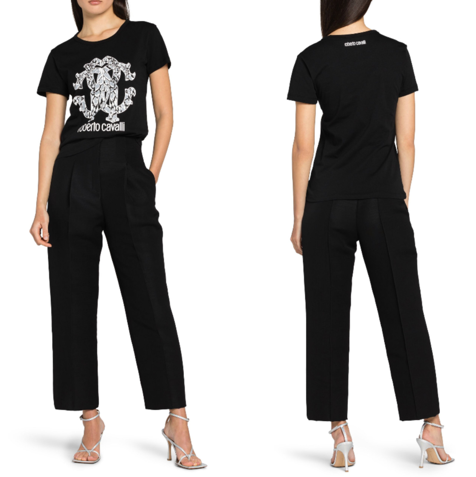 Roberto Cavalli Rc Lynx-Print Monogram Cotton T-Shirt Top Lounge Iconic Shirt L image 8