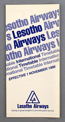 LESOTHO AIRWAYS AIRLINE FLUGPLAN WINTER 1988 STRECKENKARTE AFRIKA