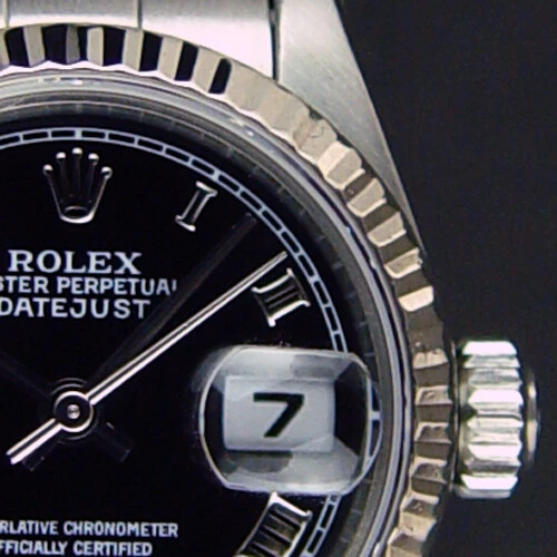 ROLEX - 26mm Ladies 18kt White Gold & SS DateJust Black Roman 79174 - SANT BLANC - Picture 6 of 7
