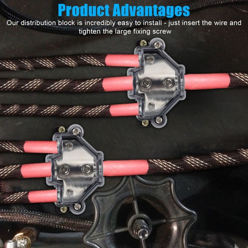 2pcs Efficient Power Distribution Block 1 In 3 Out for Truck Marine Audio - Picture 4 of 8