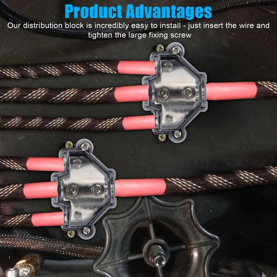 2pcs Efficient Power Distribution Block 1 In 3 Out for Truck Marine Audio - Image 4 of 4