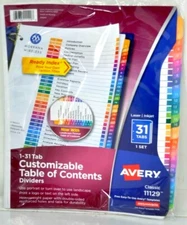 Avery Customizable Table of Contents Dividers 1-31 Tabs Classic 11129 