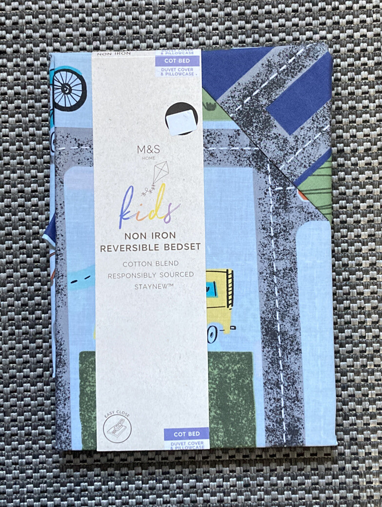 Set letto bambini auto/camion/strada per lettino Marks & Spencer 120 x 140 cm