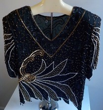 Mark  John Sequin Top Size SMALL Black White Gold Sequin Blouse