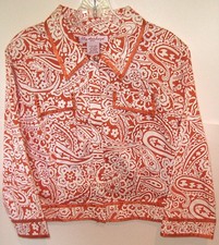 Nwot Lily Stanhope Petite Hawaiian Floral Orange White Paisley Crop Jacket 12 P
