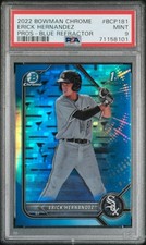 2022 BOWMAN CHROME PROSPECTS BLUE REFRACTOR #BCP181 ERICK HERNANDEZ 83/150 PSA 9