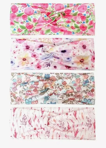 Bandana estilo boho diadema anudada ancha corbata para el cabello azul rosa malva floral 1077 - Imagen 4 de 8