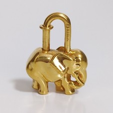 Hermes Elephant Cadena Lock Bag Charm Gold Metall Lock 1997 Limited Edition
