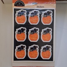 Vintage 1999 Sealed Hallmark Halloween Sticker Pack Pumpkins  Black Cats 3 Shts
