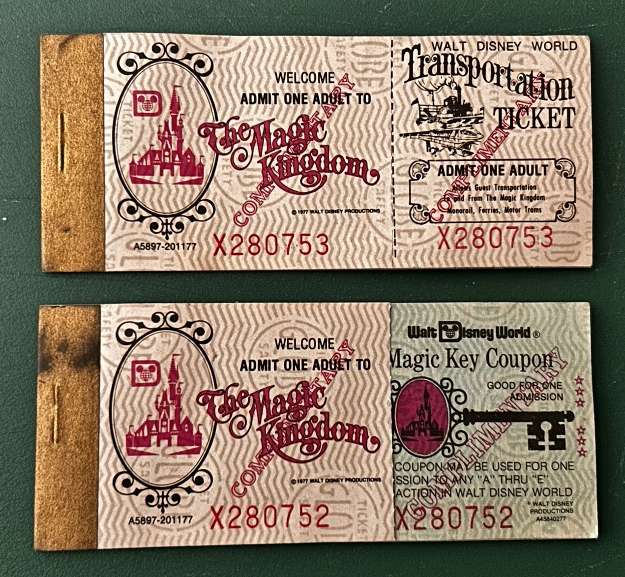 Vintage Walt Disney World Ticket Book Magic Kingdom A-E Coupons 1978