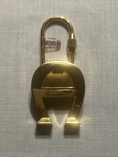 Vintage Etienne Aigner Key Fob Key Chain In Box Bronze Tone Letter A Logo (E)