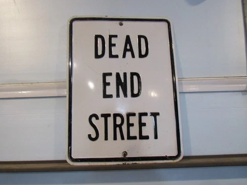 VINTAGE ORIGINAL 1950's EMBOSSED HEAVY METAL DEAD END STREEET SIGN 24 x 18