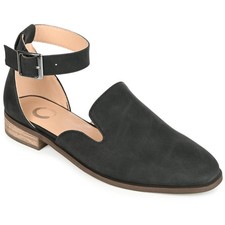 Journee Collection Women's Loreta Buckle Square Toe Loafer Flats, Black Size 10W