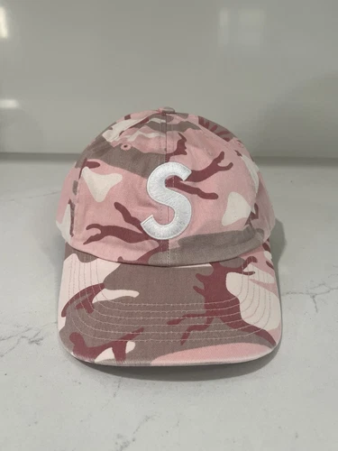 Casquette 6 panneaux logo S enduit de pigment suprême rose camouflage taille unique SS25 NEUF