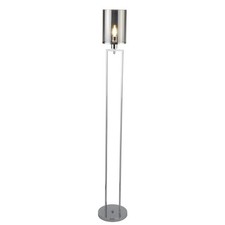 Image of Modern Floor Lamp Smoked Glass Shade Chrome Frame AGNI BNIB Standard