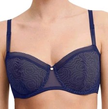 New Chantelle C 13B50 Jolie Demi Bra Navy Blue Size 34DDD.