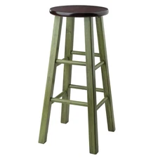 Winsome Wood Ivy Model Name Stool, Rustic Green/Walnut