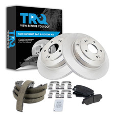 Trq Rear Brake Pad And Rotor Set Semi Metallic Parking Shoe Compatible